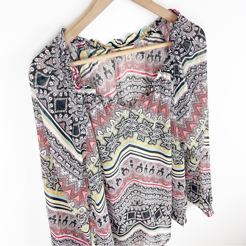 Democracy Moroccan Multicolor Patterned Top Size … - image 2